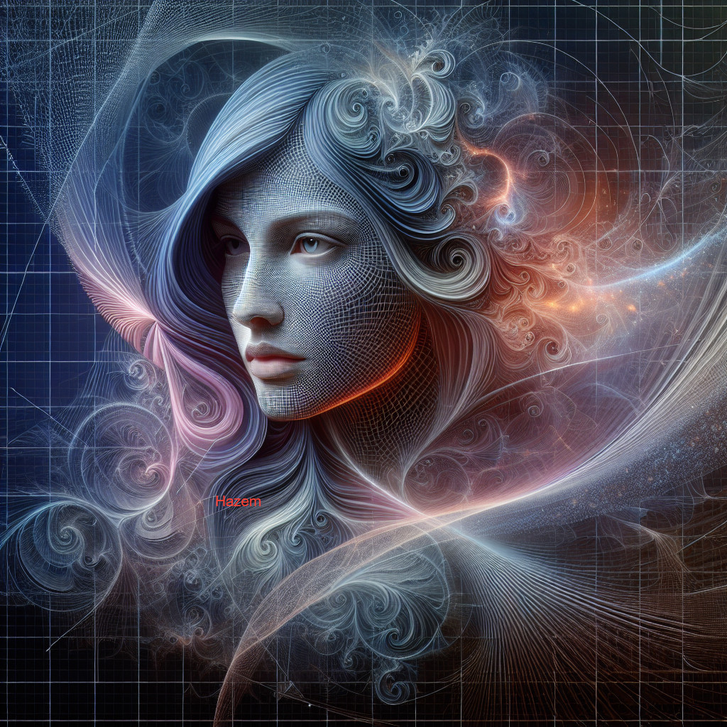 Stylized Ethereal Female Face with Vibrant Patterns