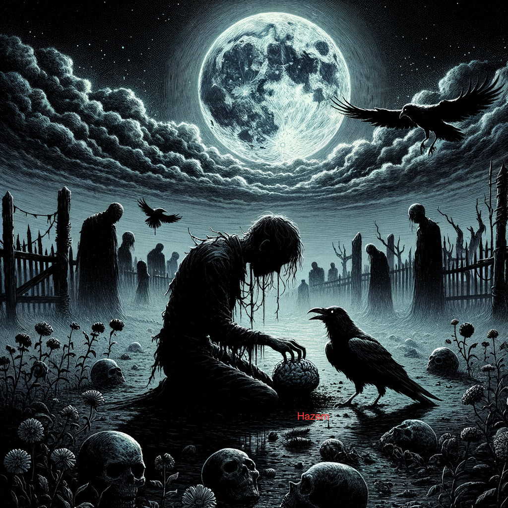 Eerie Graveyard Scene Under Full Moonlight