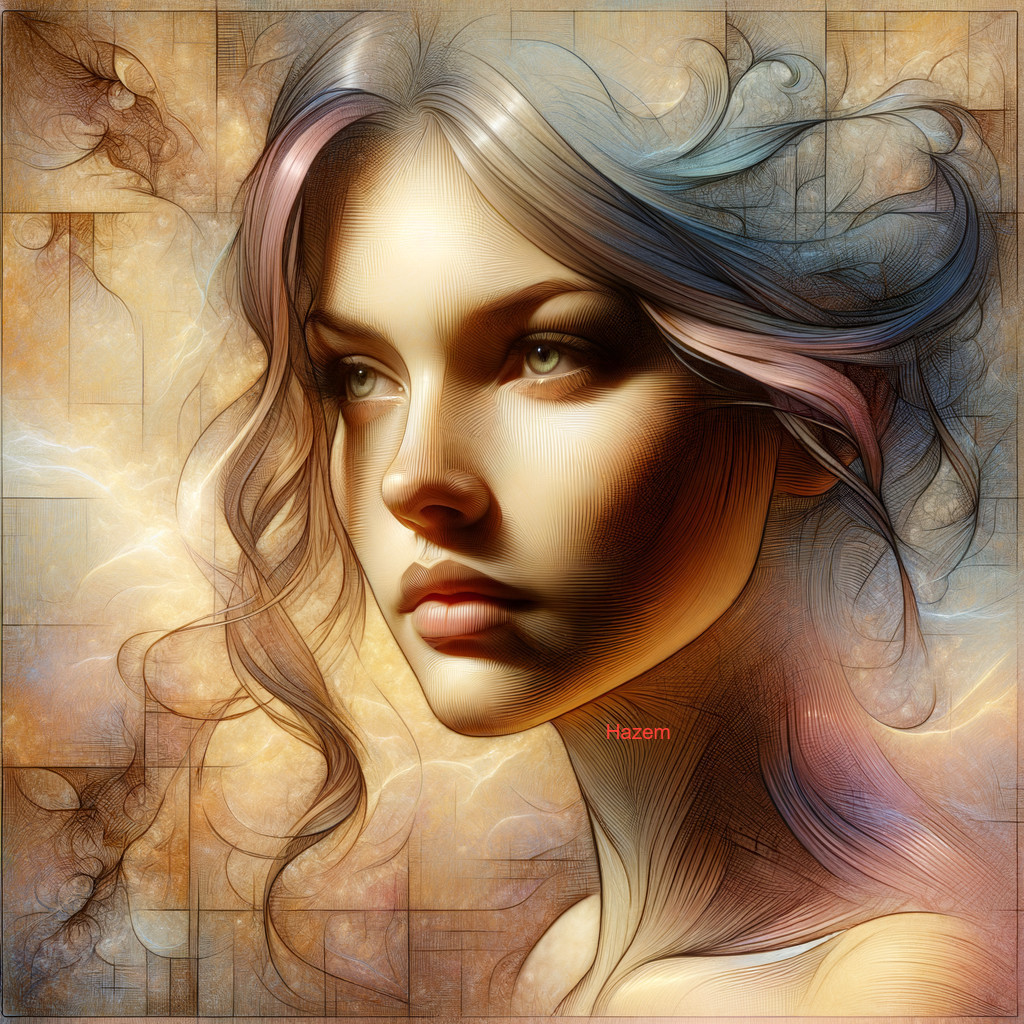 Ethereal Portrait of a Young Woman with Flowing Hair