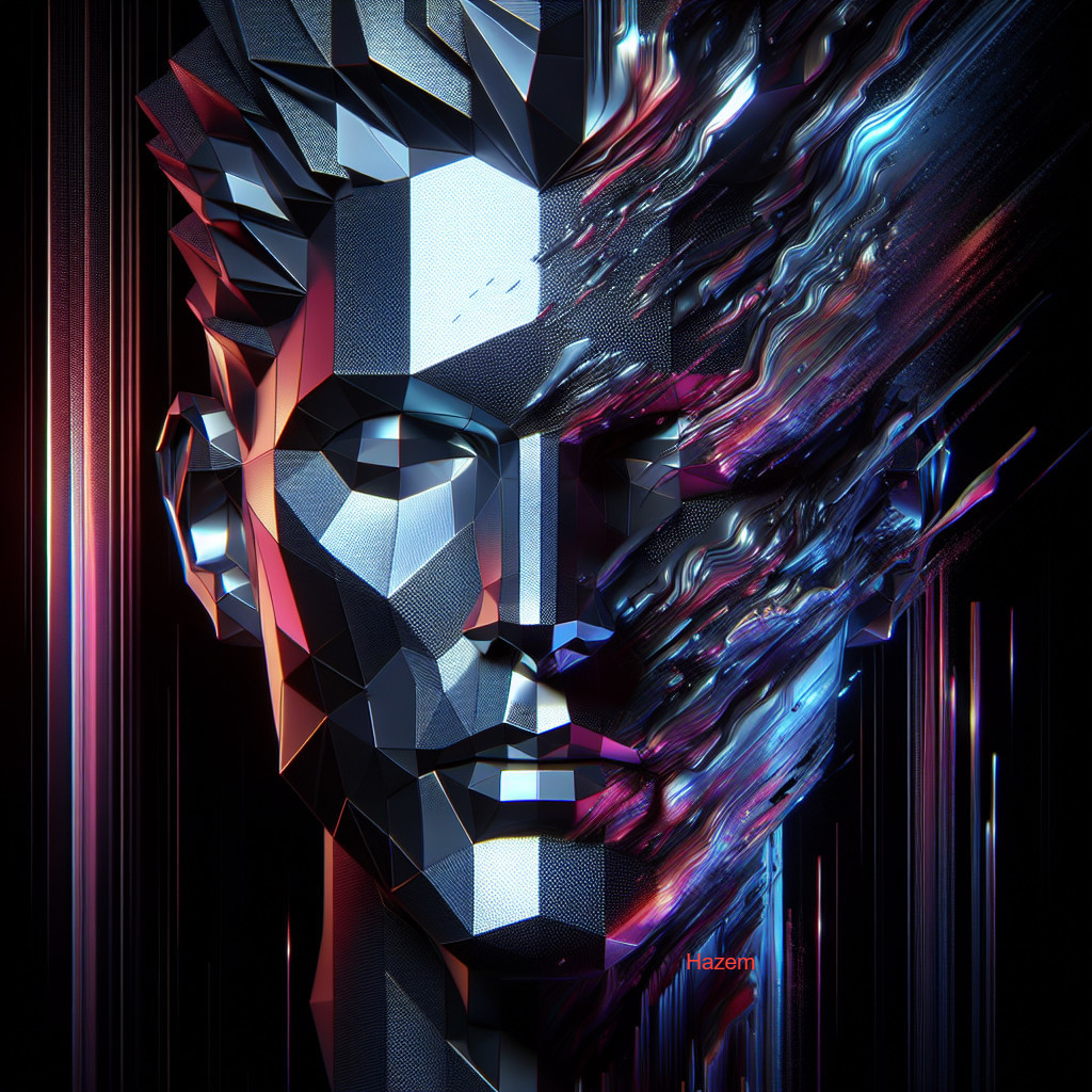 Abstract Geometric Face with Vibrant Colors and Light