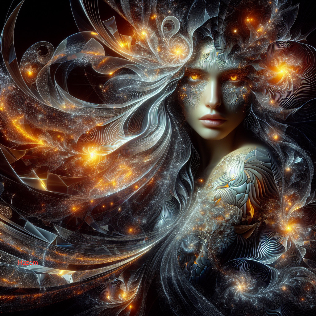 Surreal Artwork of Woman with Glowing Eyes and Light
