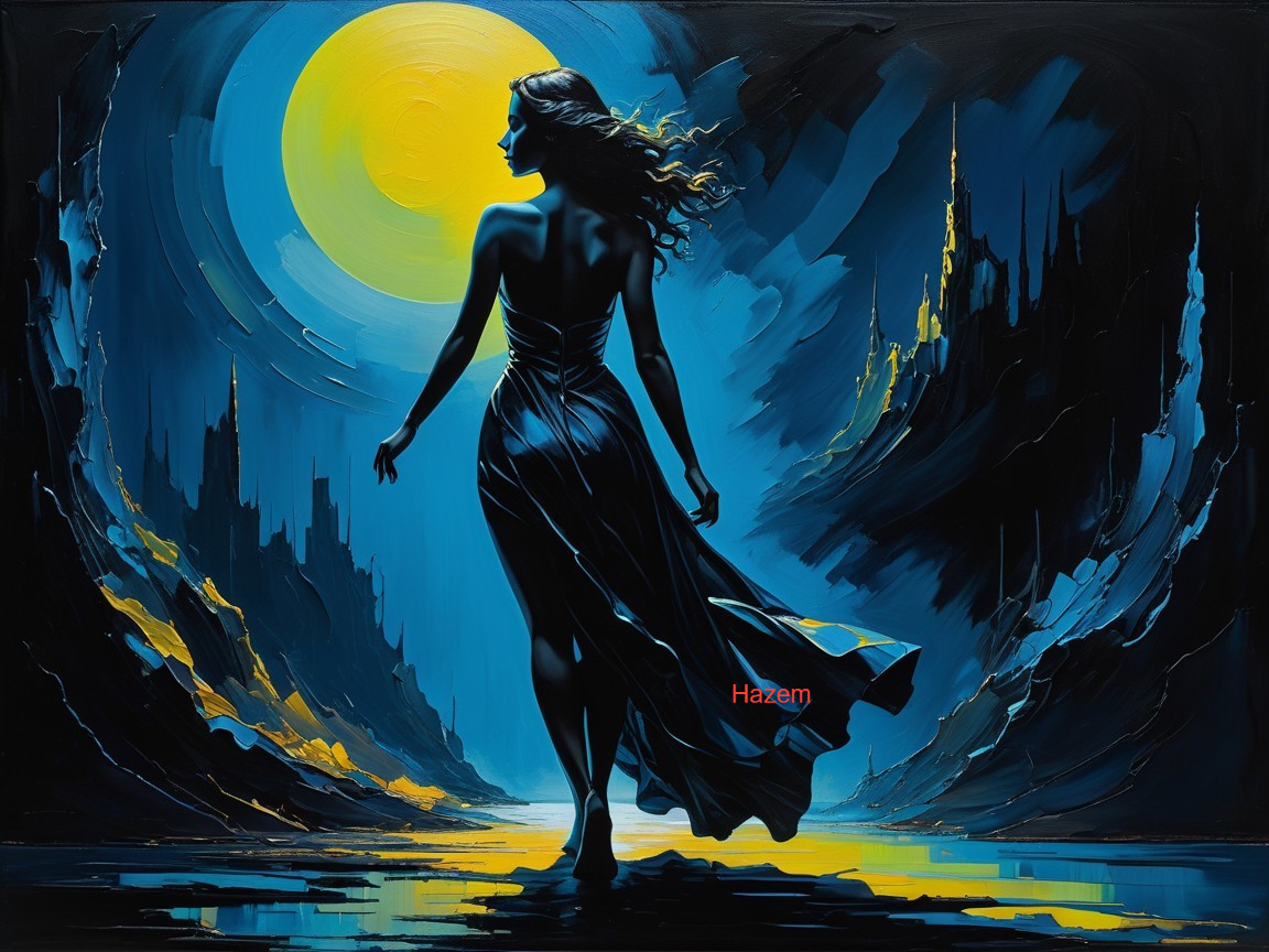 Silhouette of a Woman by a Moonlit Landscape