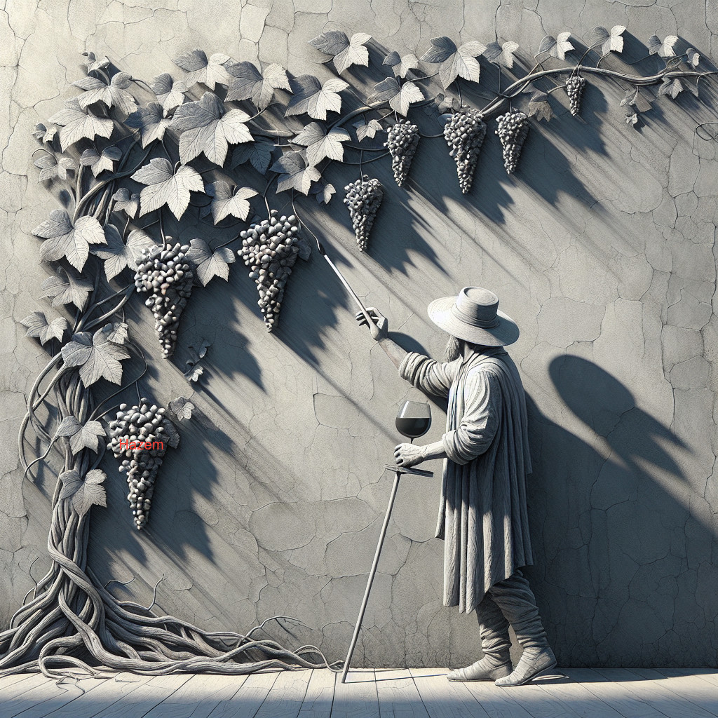 Sculptural Figure Tending Grapevine with Intricate Details