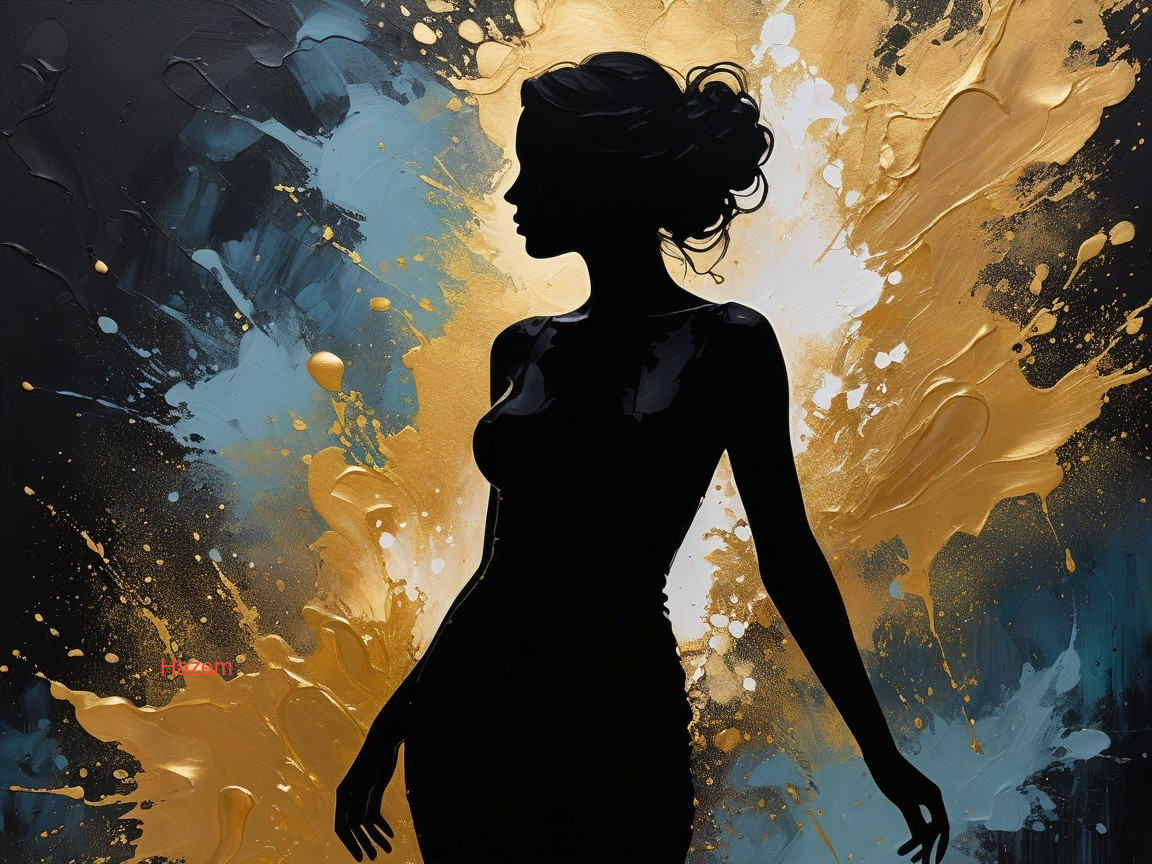 Silhouette of a Woman with Vibrant Textured Background