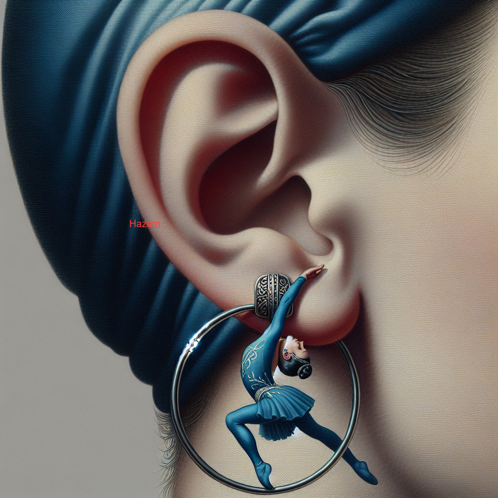 Close-up of Hoop Earring with Dancer Figure