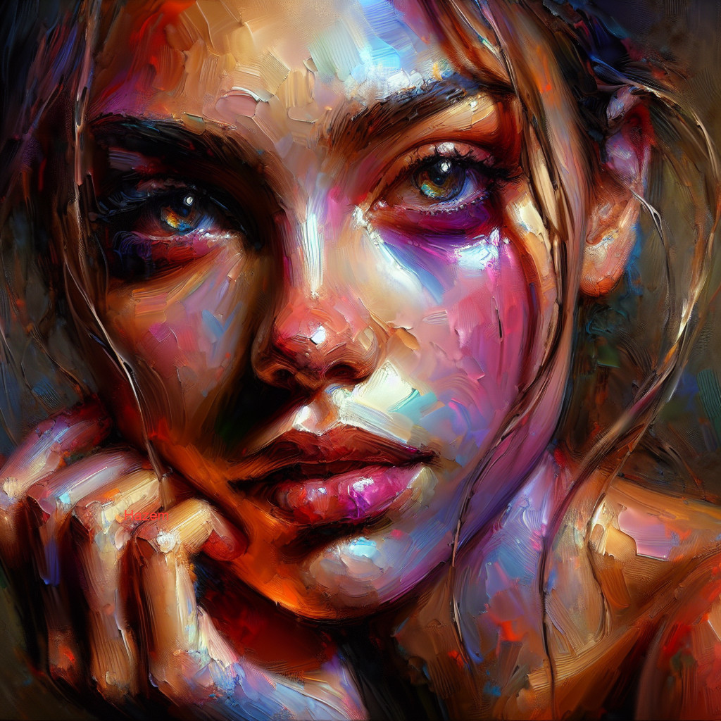 Close-Up Portrait of a Young Woman with Colorful Details