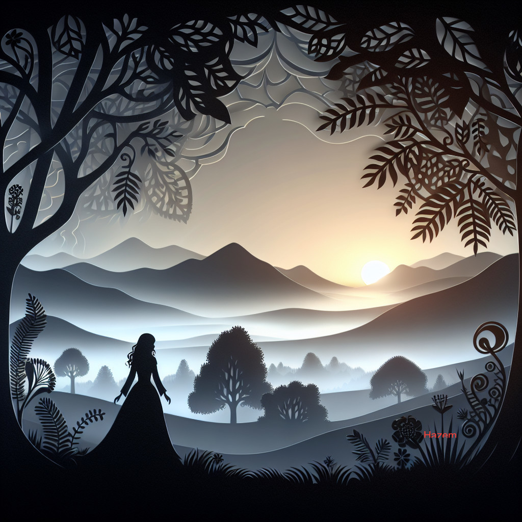 Silhouette of a Woman in a Serene Landscape