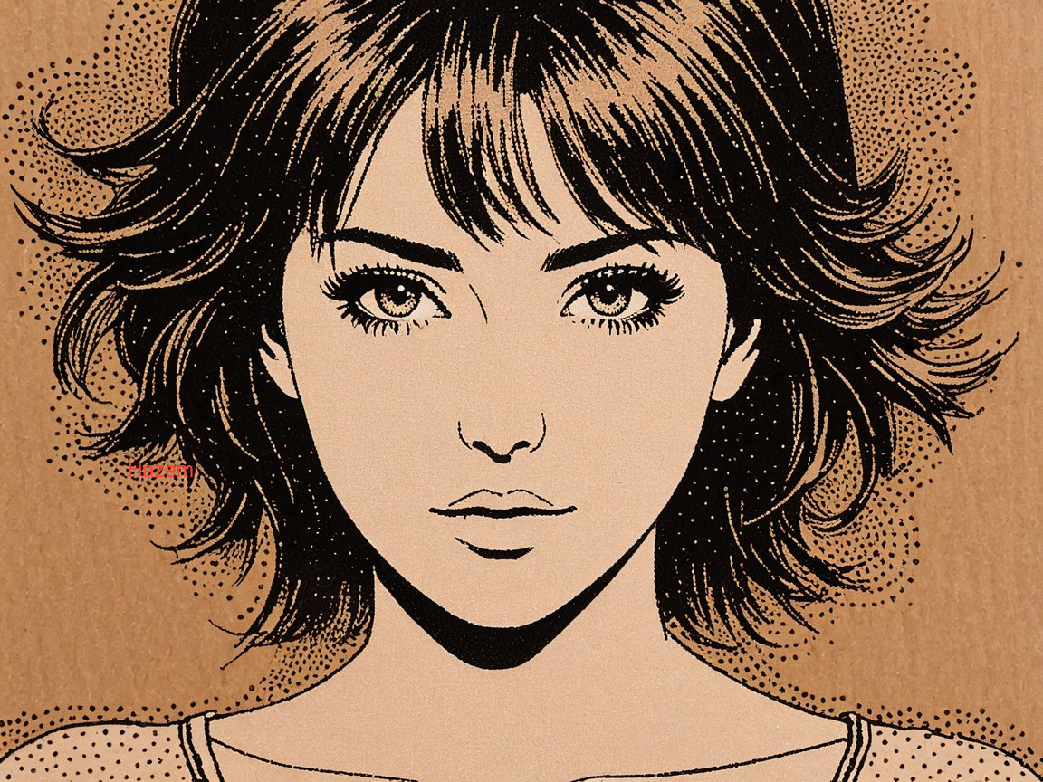 Stylized portrait of a young woman with bold lines