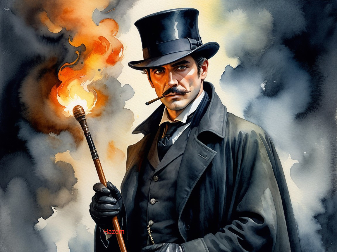 Dapper Gentleman in Classic Attire Against Smoky Backdrop