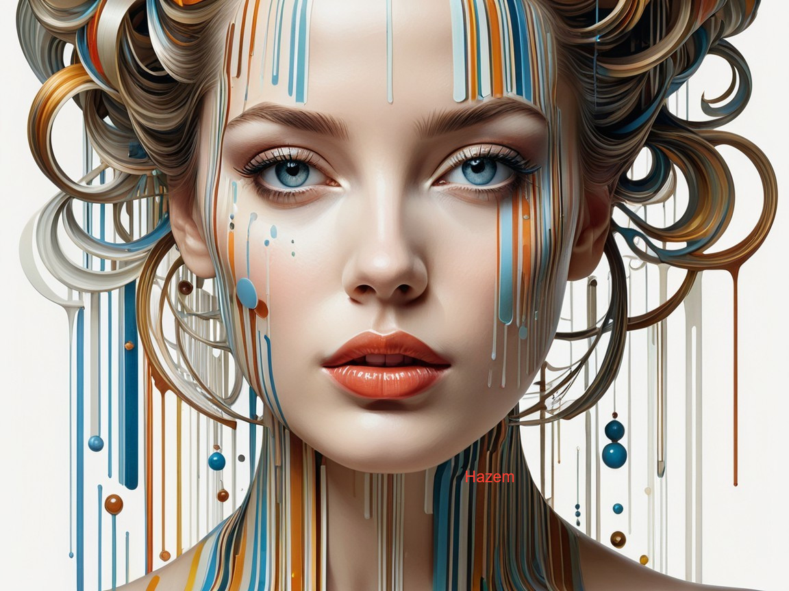 Portrait of a Young Woman with Colorful Paint Hair