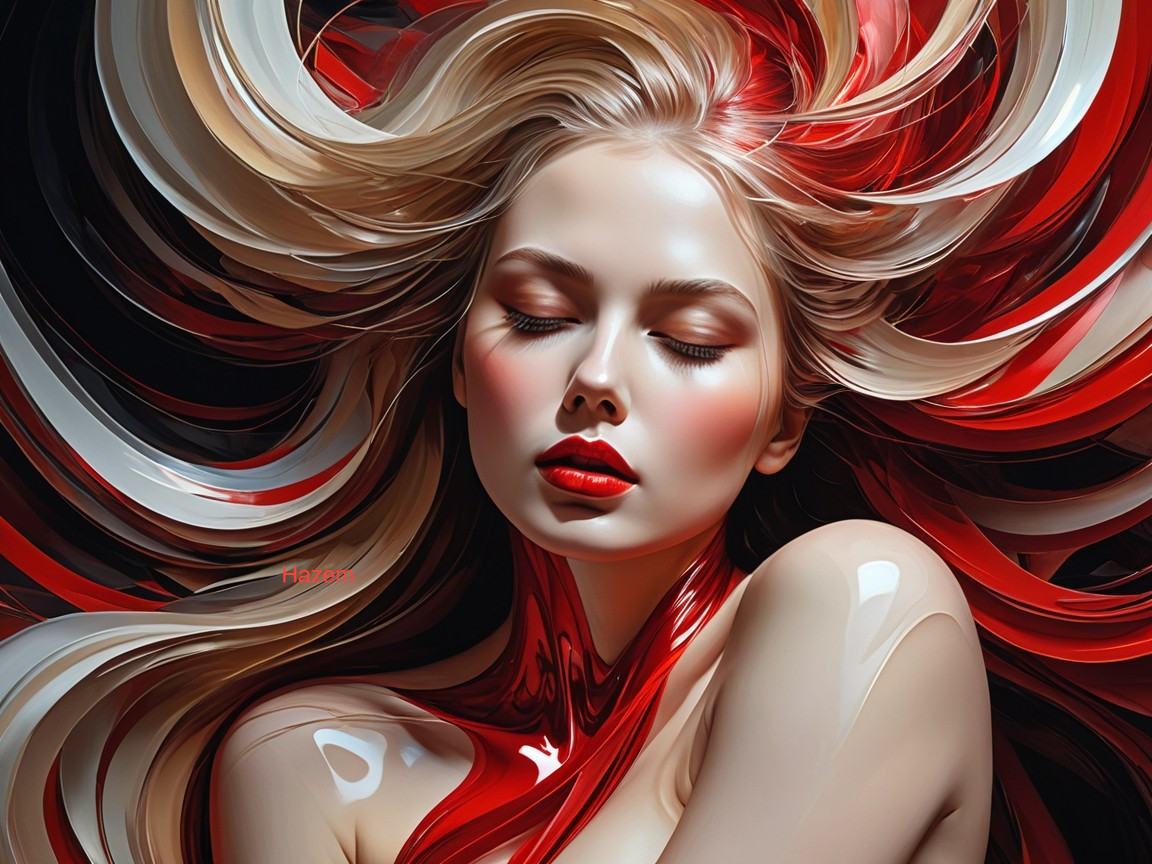 Portrait of a woman with vibrant red and gold hair