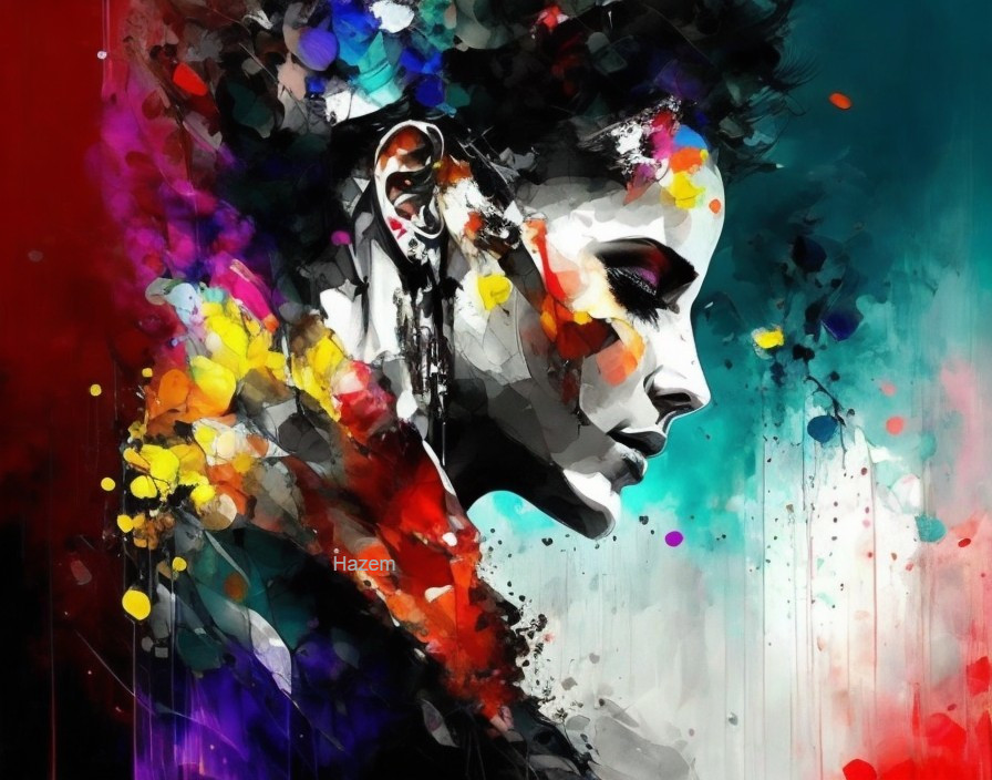 Vibrant Abstract Profile of a Woman in Bold Colors