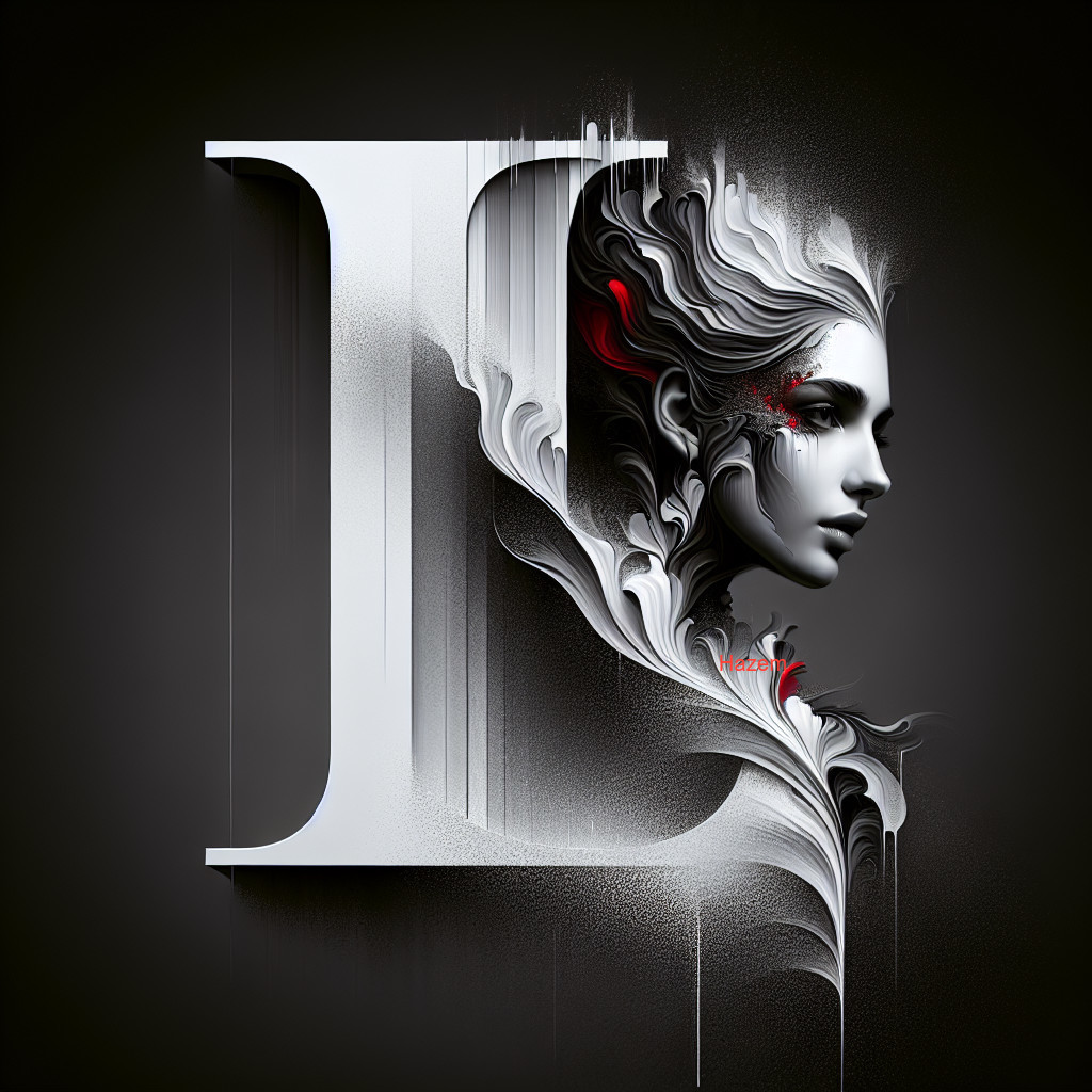 Stylized Letter "L" with Elegant Female Face Design