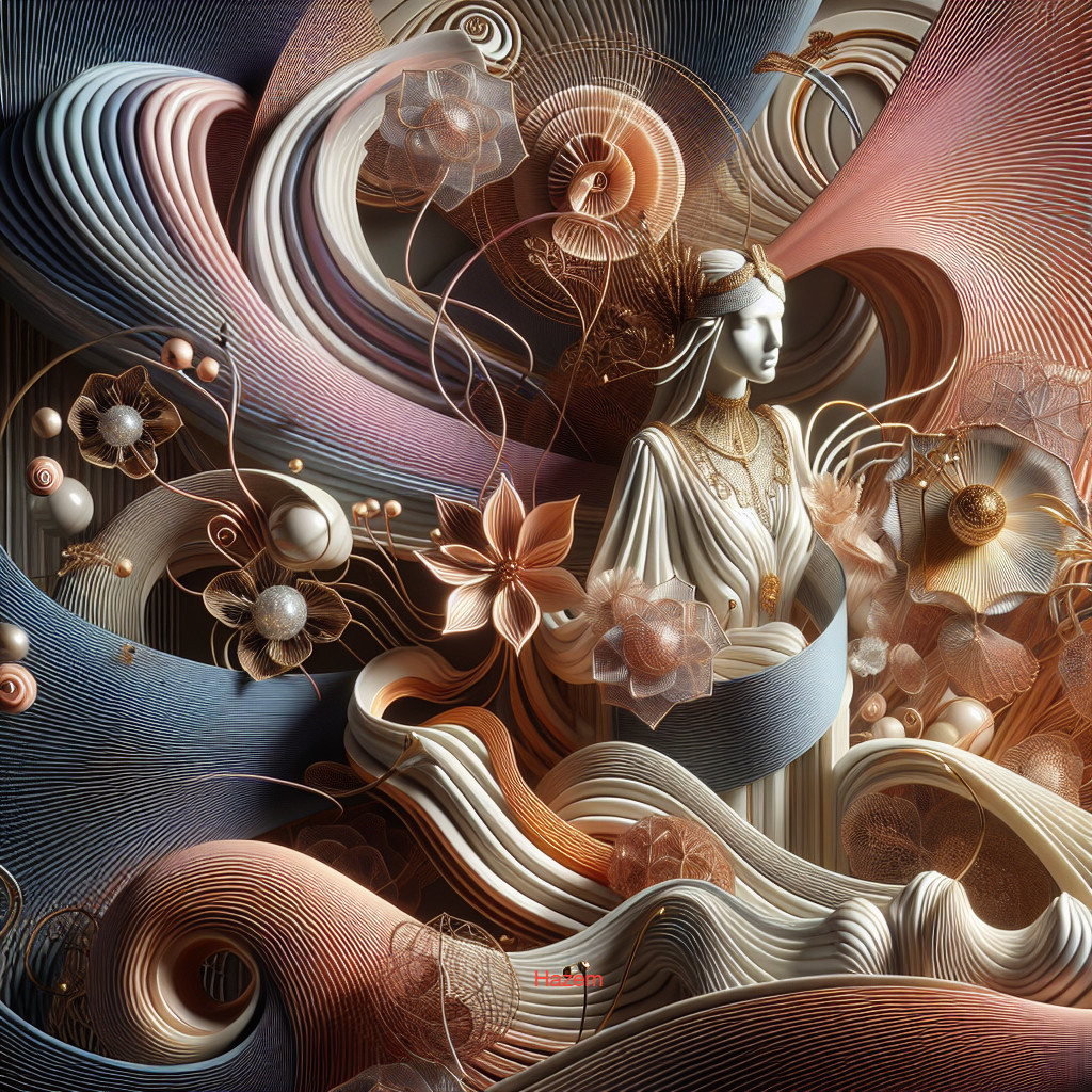 3D Design of Graceful Figure with Pastel Waves