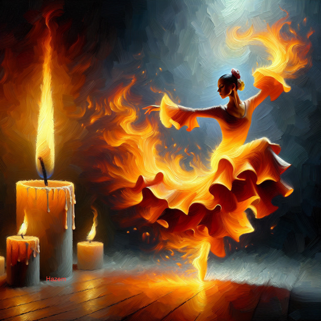 Flamenco Dancer in Candlelight with Flowing Dress