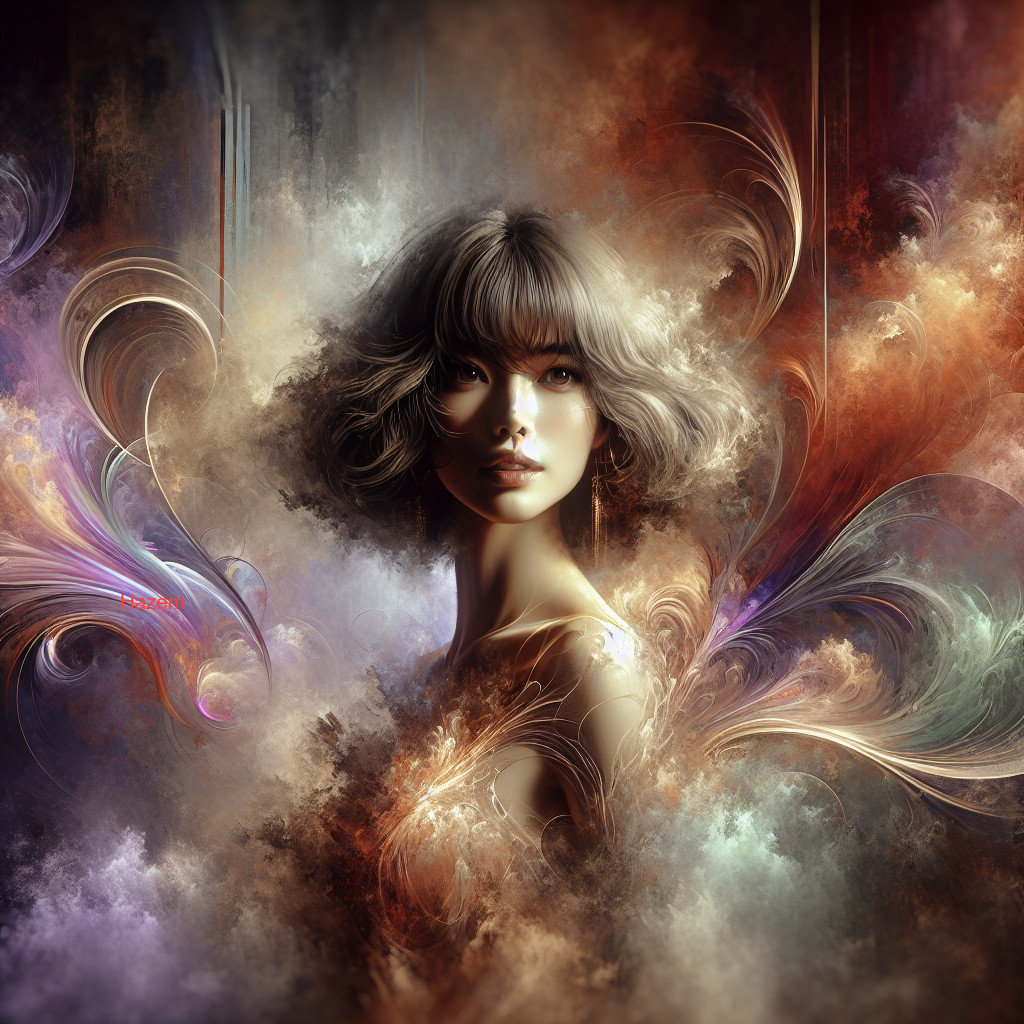 Portrait of a woman with wavy hair in vibrant colors