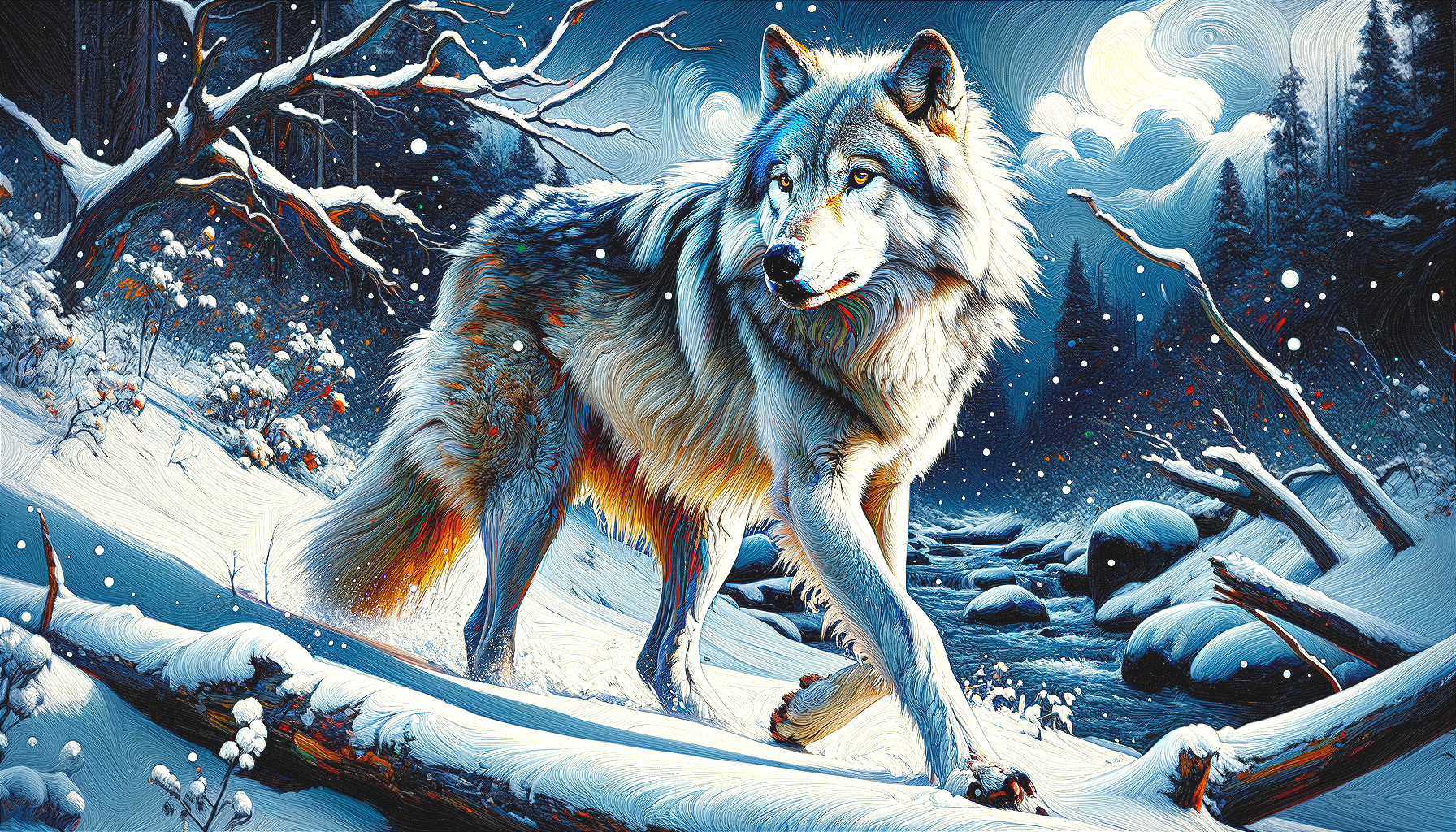 A Hungry Wolf in Winter