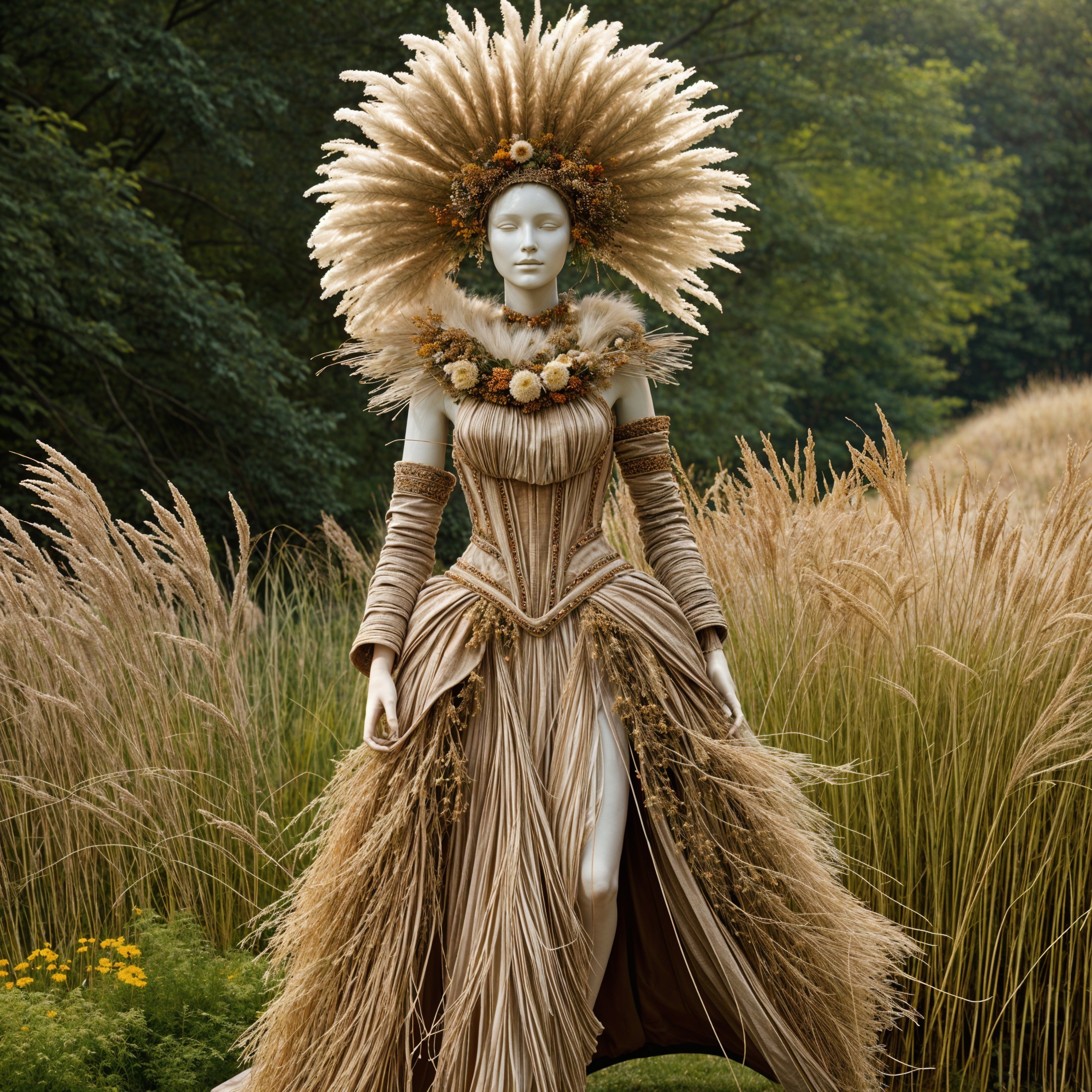 Mannequin Displaying Gown Made from Natural Materials