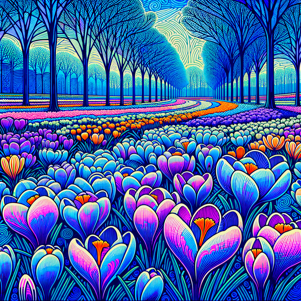 Colorful Blooms in a Psychedelic Tulip Field