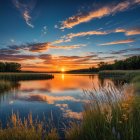 Serene Sunset Over Tranquil Lake with Vibrant Colors