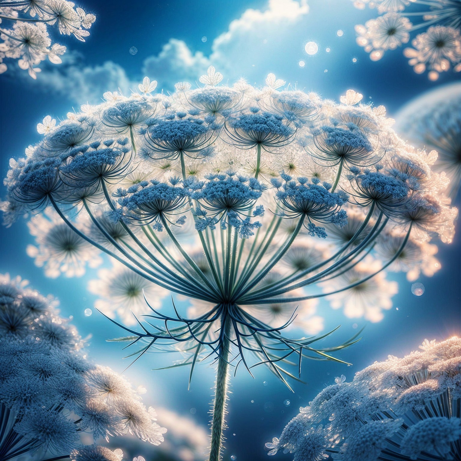 Surreal Landscape with Ethereal Dandelion Flowers