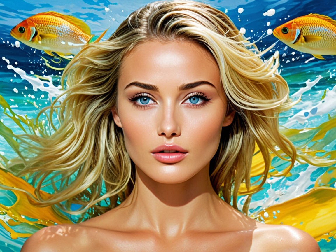 Portrait of a Young Woman in an Underwater Scene