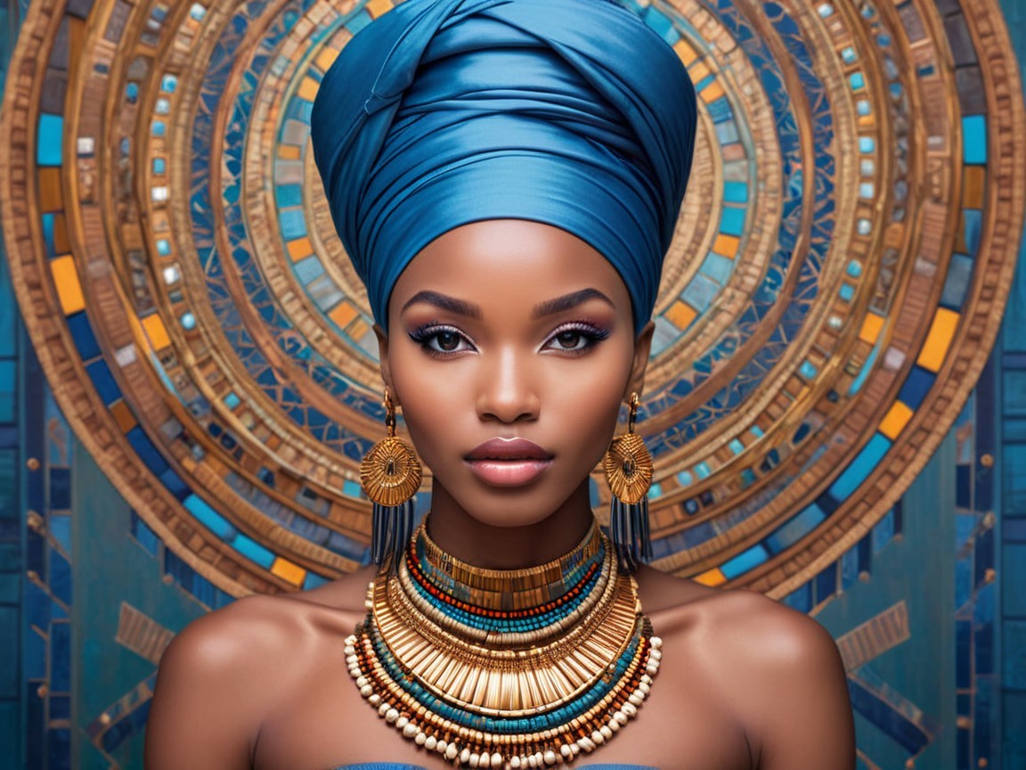 Portrait of a woman in vibrant traditional attire