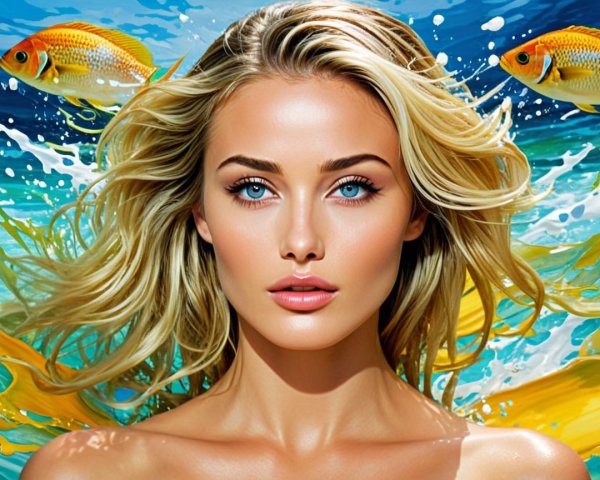 Portrait of a Young Woman in an Underwater Scene