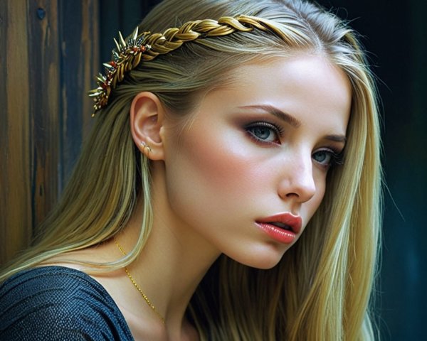 Close-Up Portrait of a Young Woman with Blonde Hair