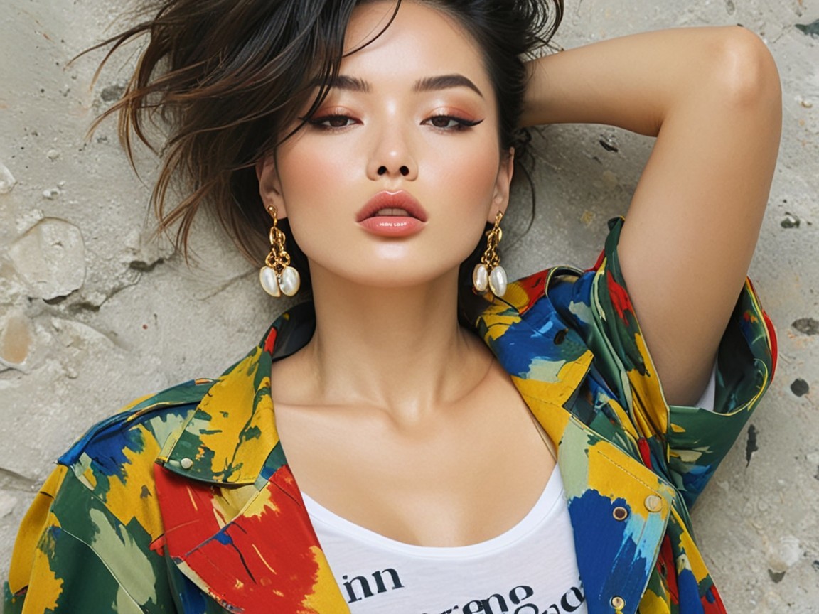 Stylish Individual in Vibrant Multicolored Jacket