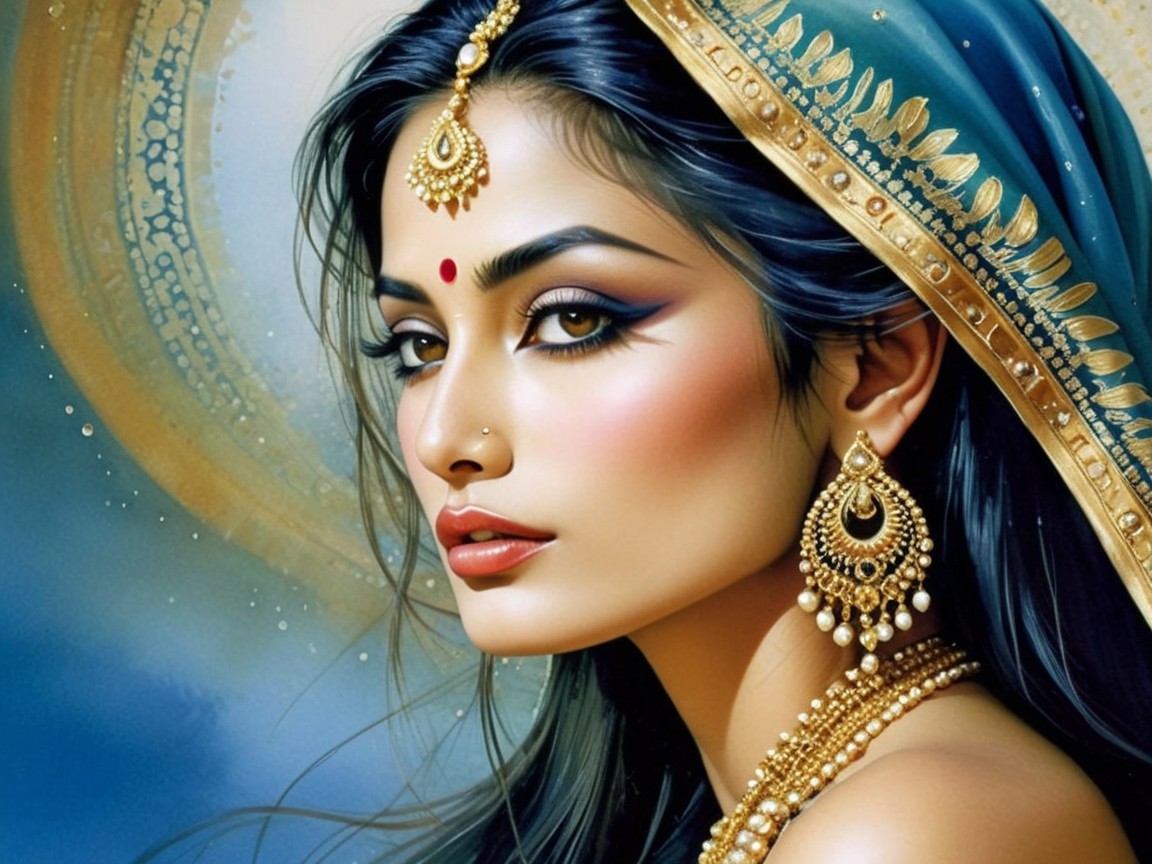 Portrait of a Woman in Traditional Elegant Attire