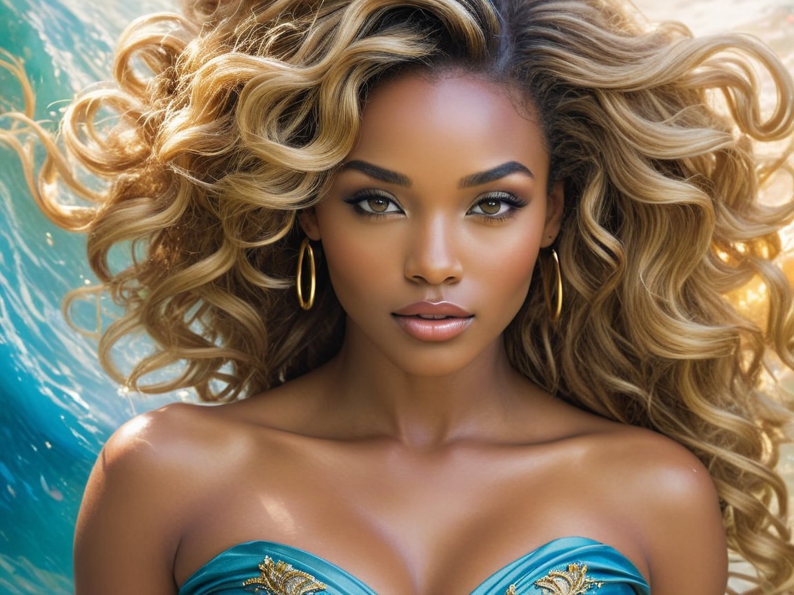 Headshot of a Young African American Woman with Curly Hair
