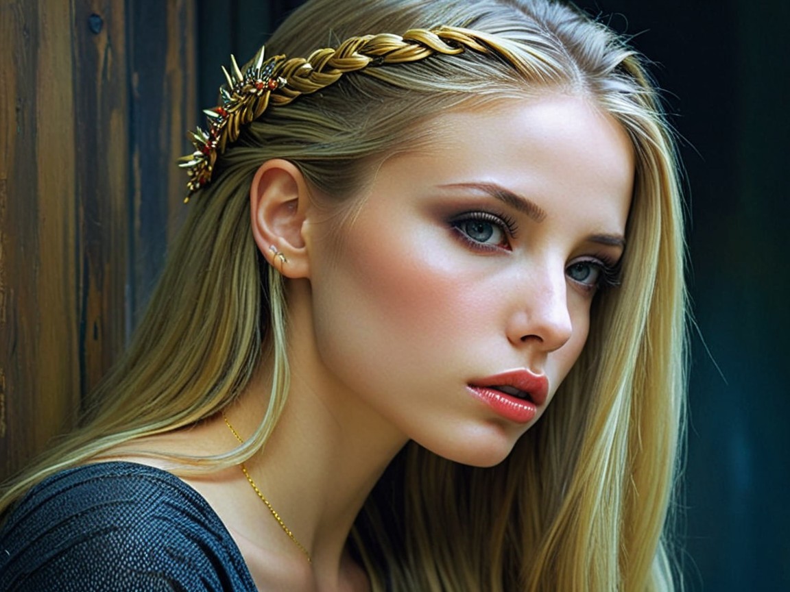 Close-Up Portrait of a Young Woman with Blonde Hair
