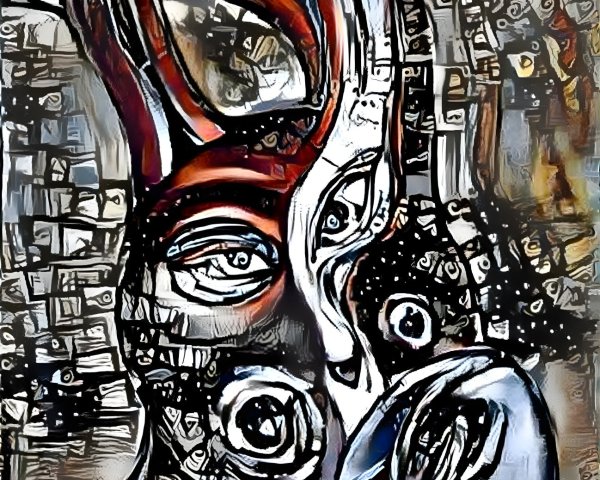Abstract Face Composition with Bold Lines and Colors