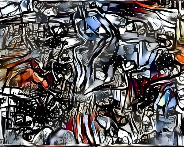 Abstract Composition of Intertwining Lines and Colors