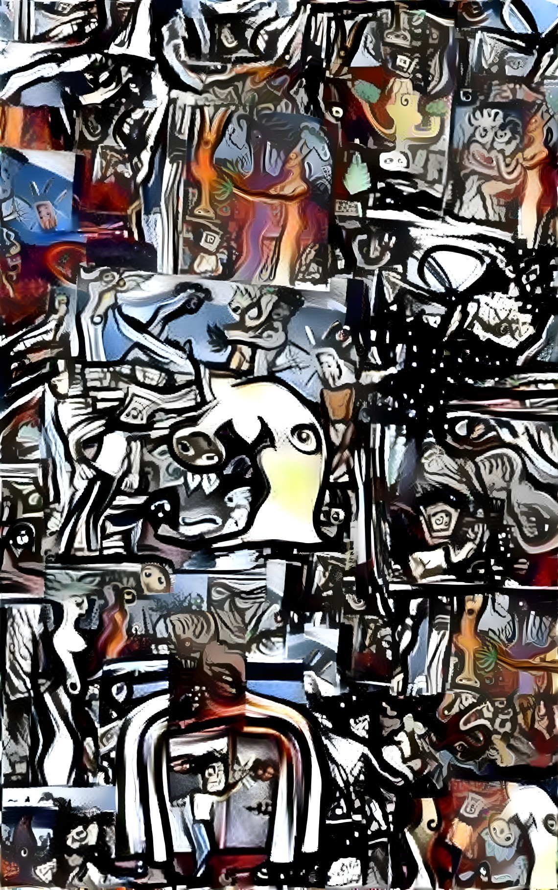 Vibrant Abstract Collage with Surreal Elements