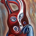 Abstract Face Composition with Bold Lines and Colors