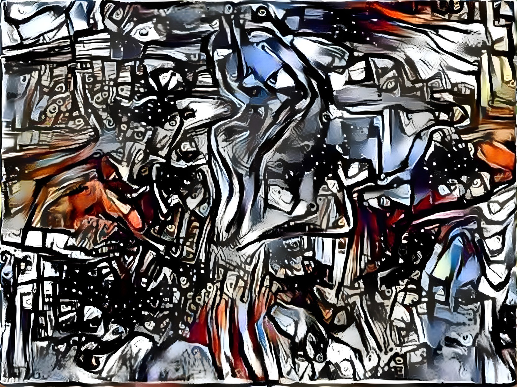 Abstract Composition of Intertwining Lines and Colors