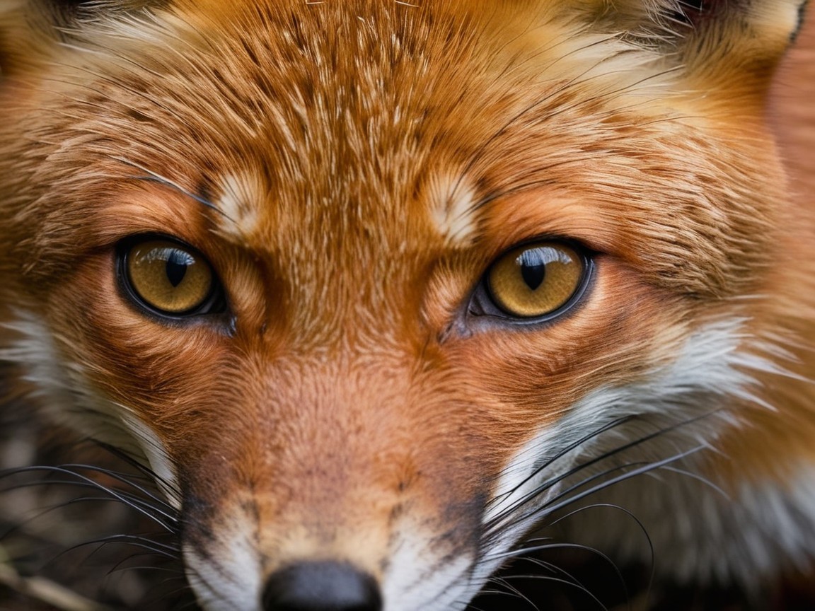 Close-Up of a Red Fox with Intense Gaze and Fur Details
