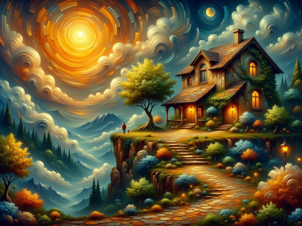 Charming Cottage on Cliff with Vibrant Landscape