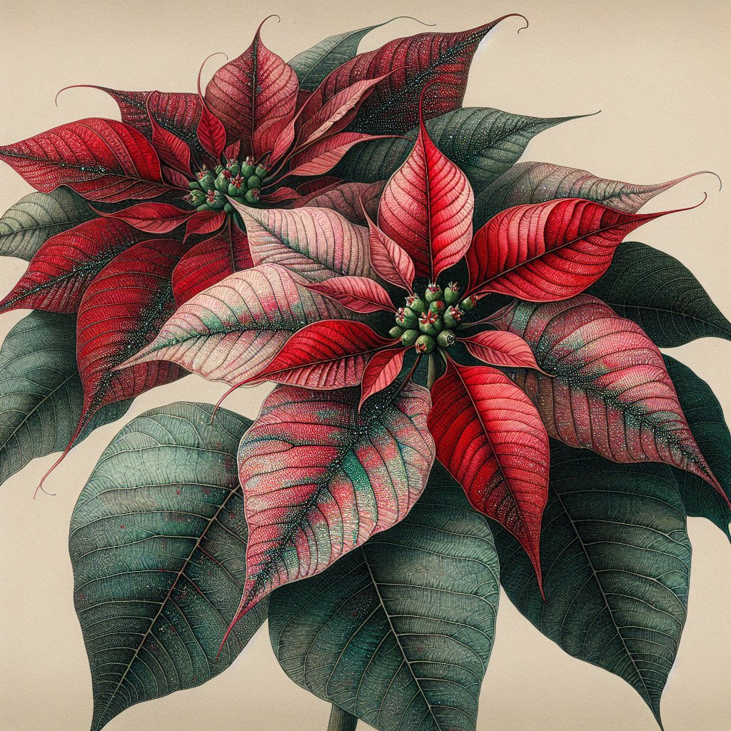 Vibrant Illustration of a Poinsettia Plant