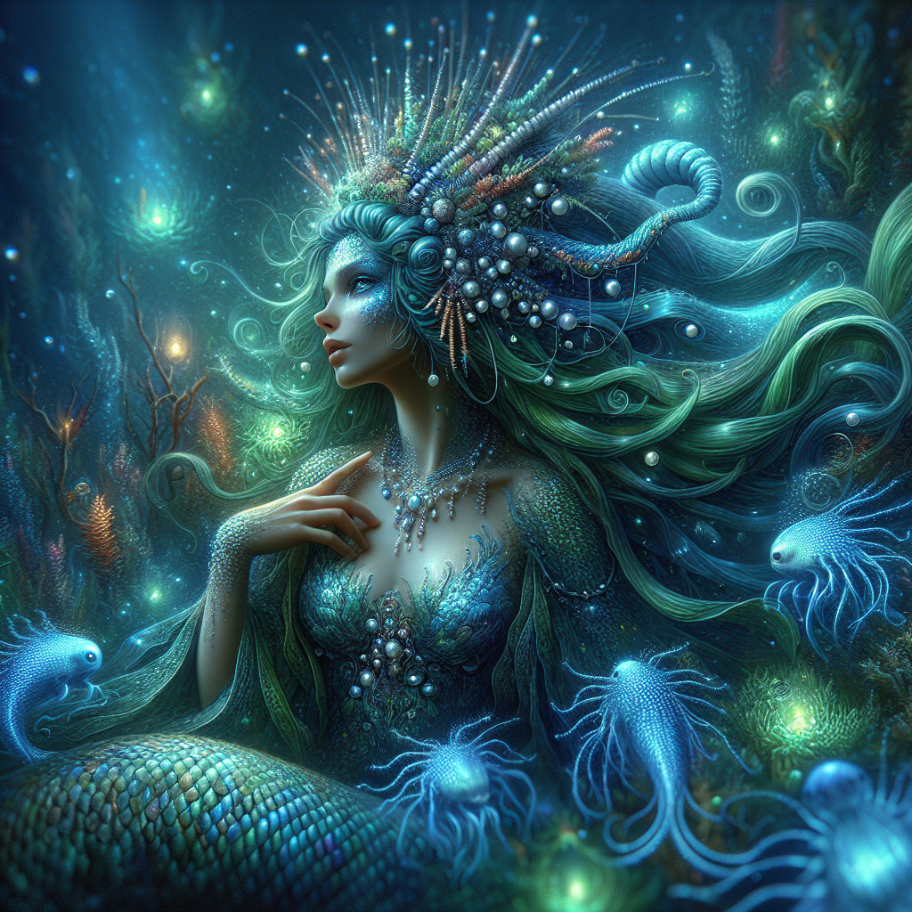 Mystical Mermaid in Luminous Underwater Realm