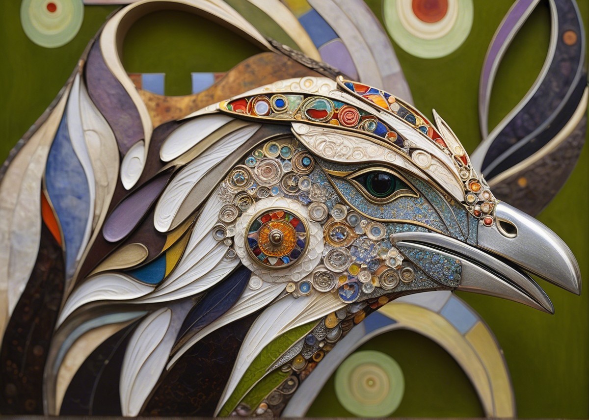 Intricate Eagle Head Design with Textured Materials