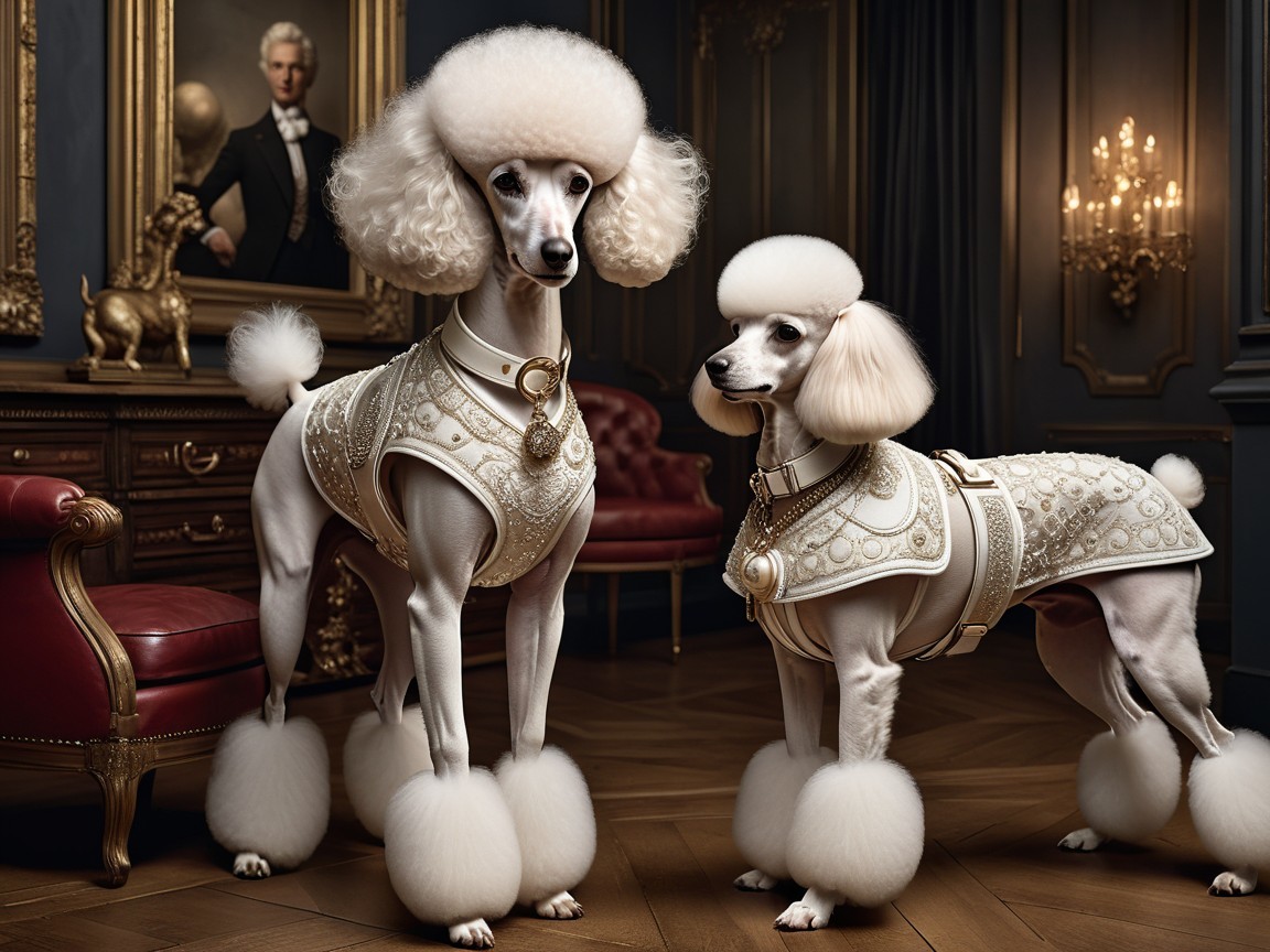 Elegant Poodles in Luxurious Opulent Room Setting