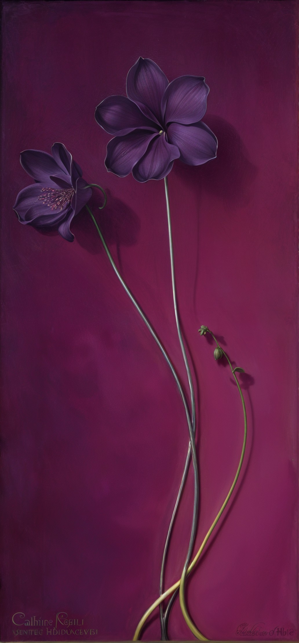 Elegant Purple Flowers on Deep Pink Background