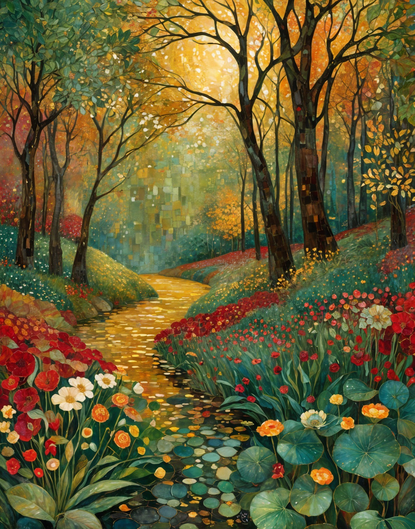 Vibrant Autumn Landscape with Winding River and Foliage