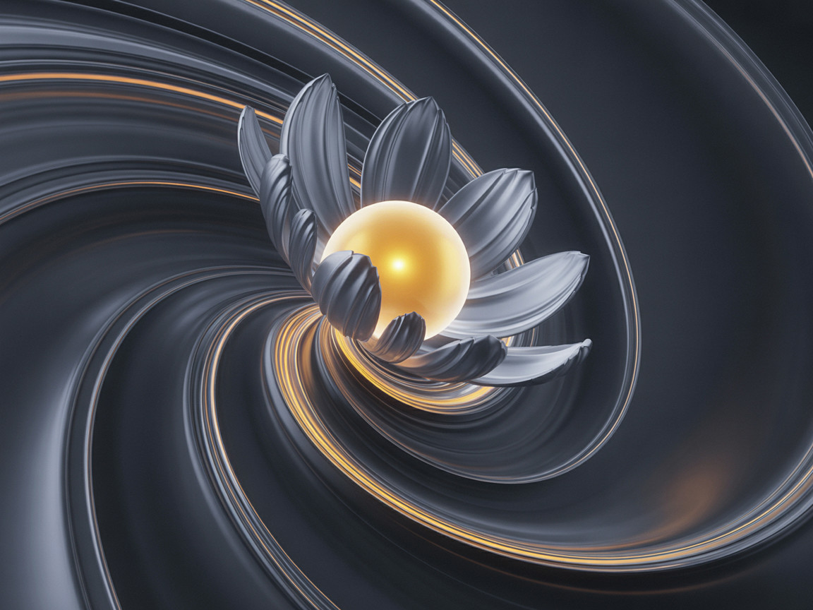 Abstract Flower Design with Glossy Dark Background