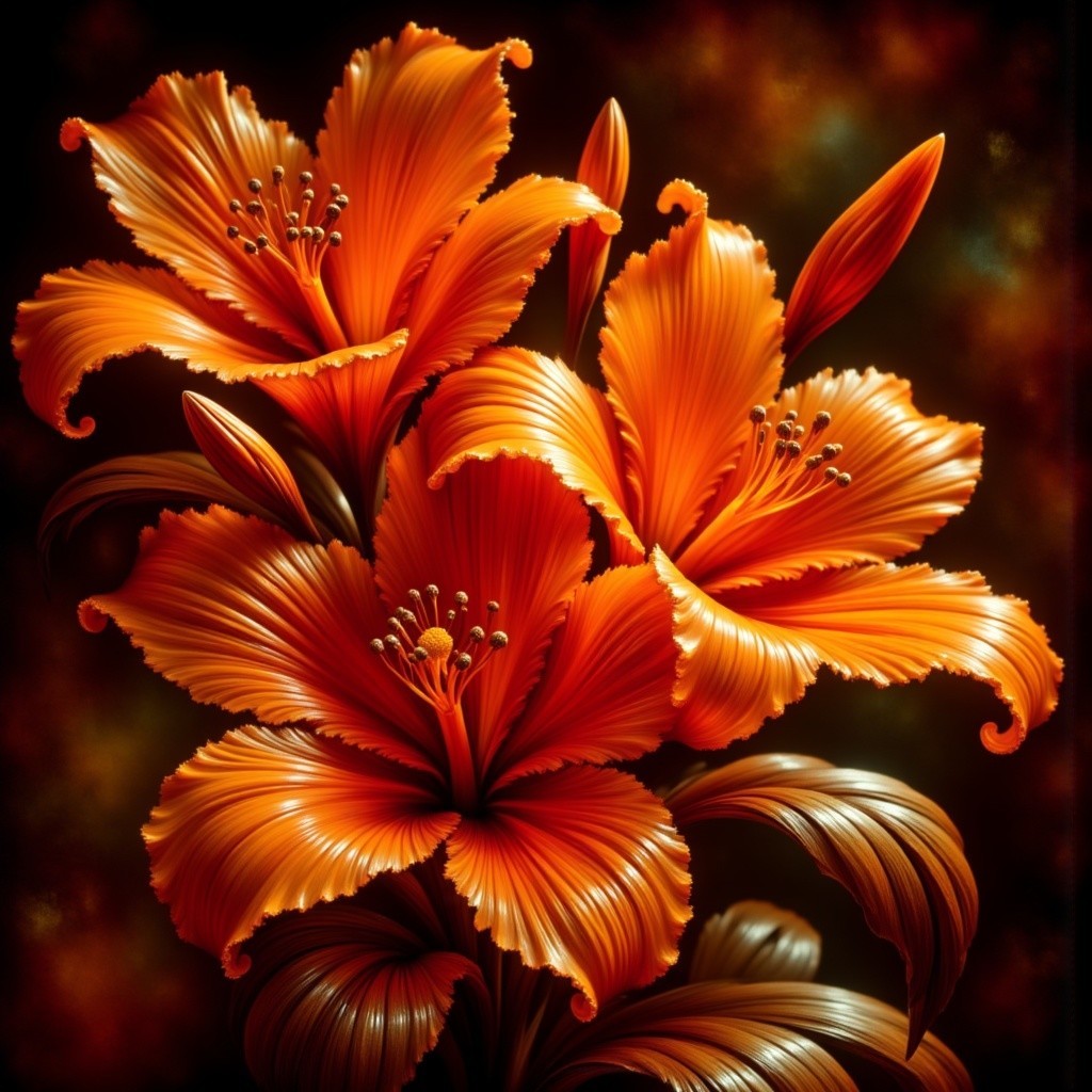 Vibrant Orange Flower Arrangement with Green Leaves