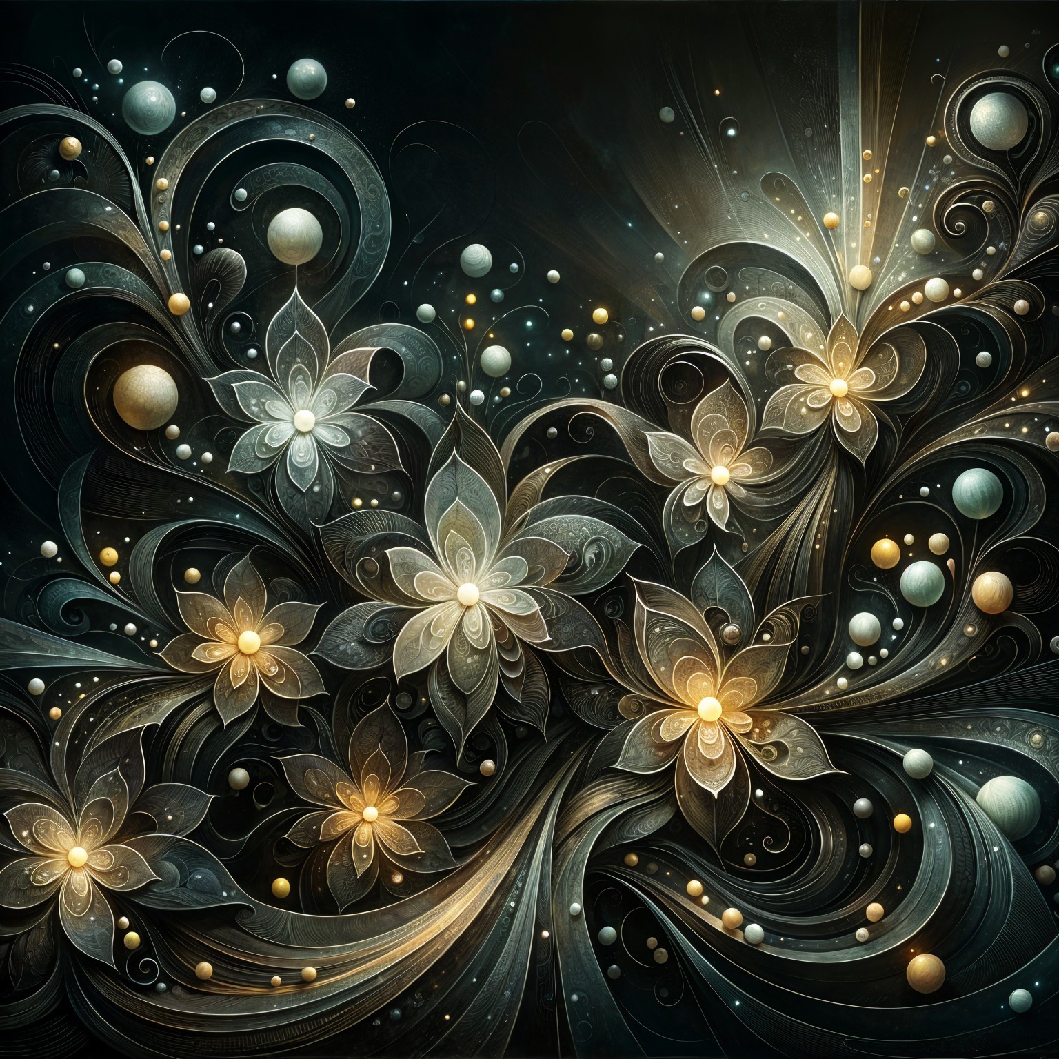 Intricate Abstract Floral Design in Elegant Colors