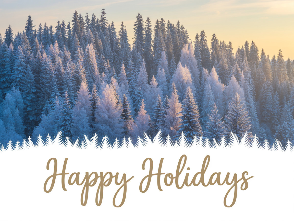 Serene Winter Landscape with Snowy Forest and Sky